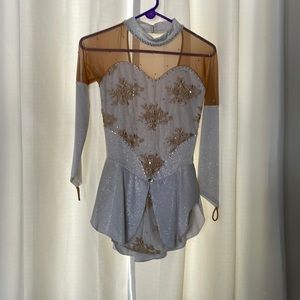 Elegant Sharene Figure Skating Dress  Gold Accents